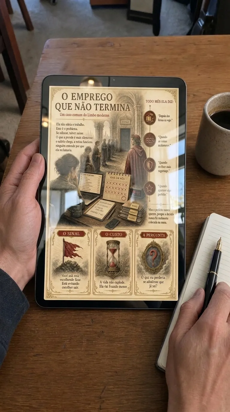 O Espelho de Dante consultado em um tablet durante uma pausa