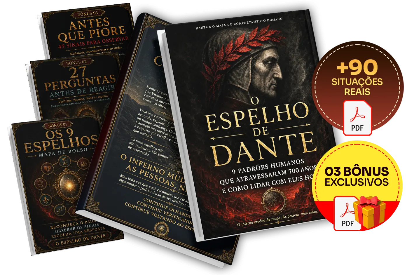 Mockup da Edição Completa de O Espelho de Dante com bônus