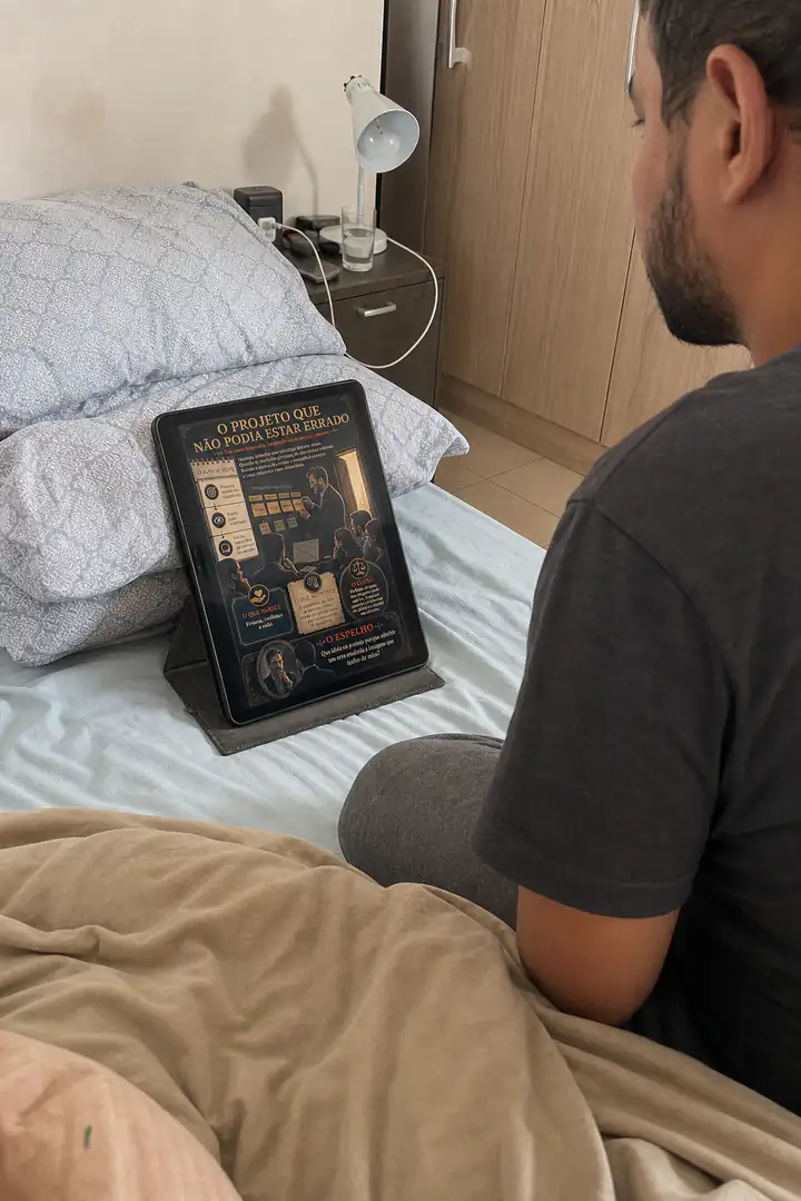O Espelho de Dante sendo consultado em um tablet no quarto