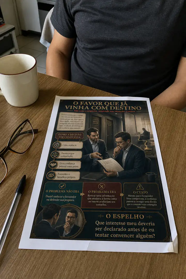Página impressa de O Espelho de Dante sobre uma mesa
